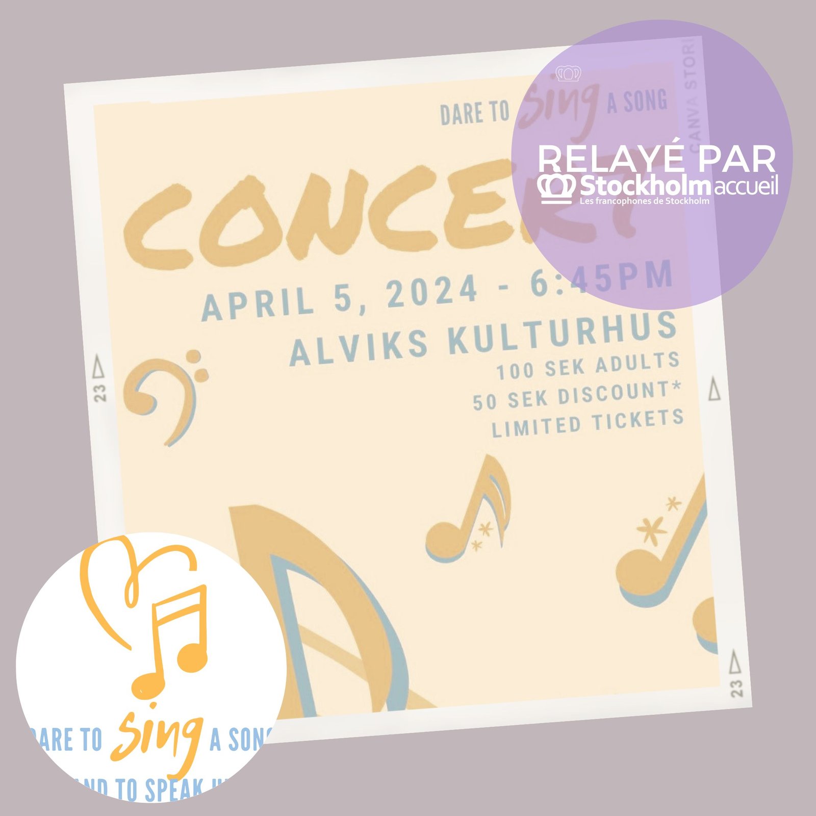 [Relayé par Stockholm Accueil] Concert Dare to Sing a Song